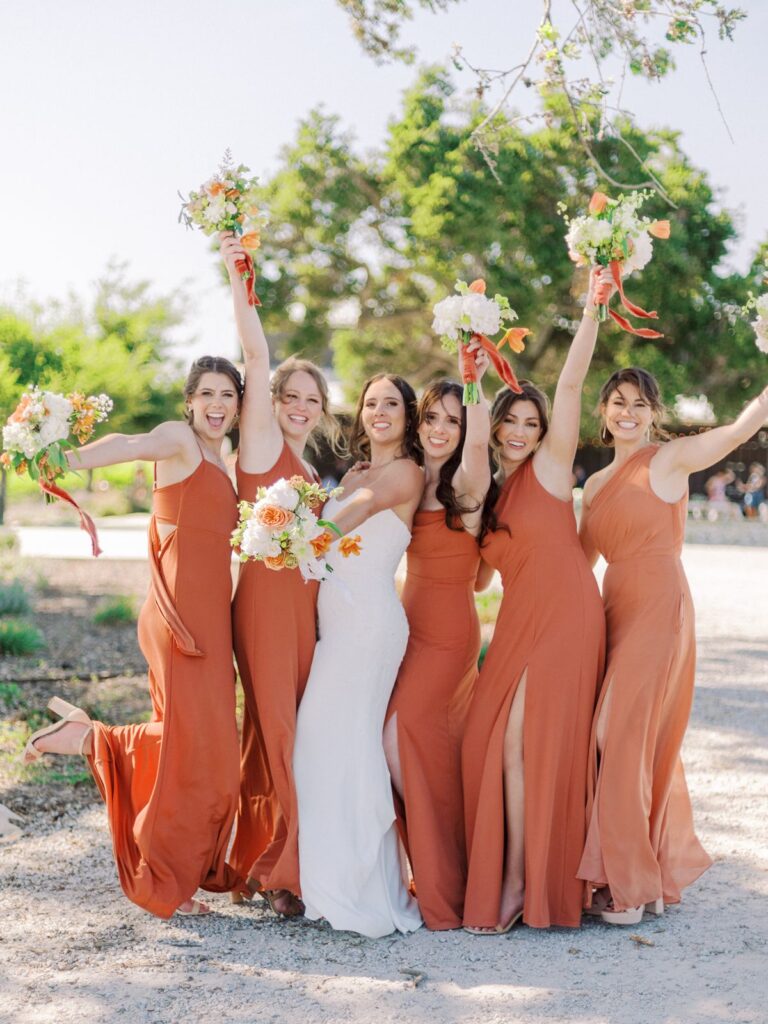 Bridesmaids celebrating at Oyster Ridge wedding reception