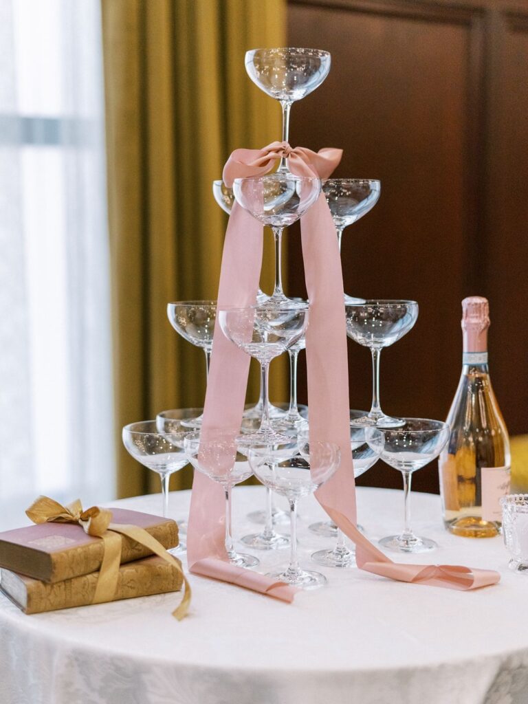 champagne tower designed by San Luis Obispo wedding planner