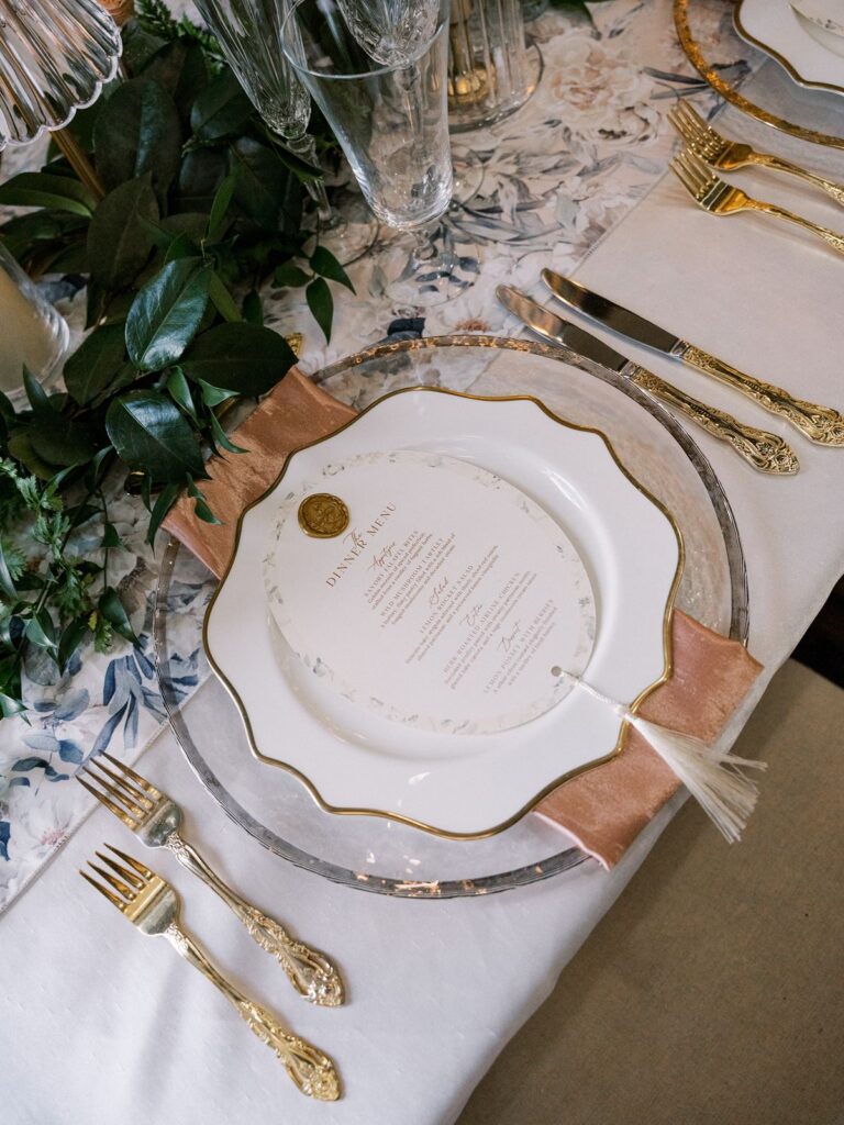 dinner menu on elegant table