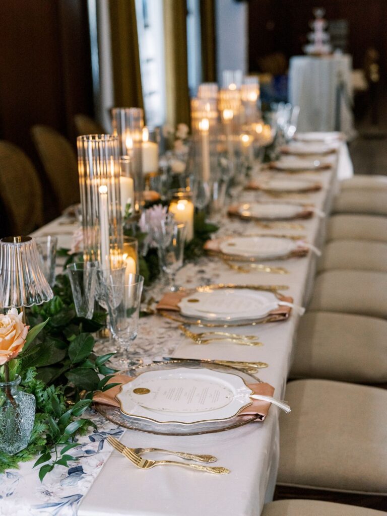 romantic candle lit table designed by San Luis Obispo wedding planner